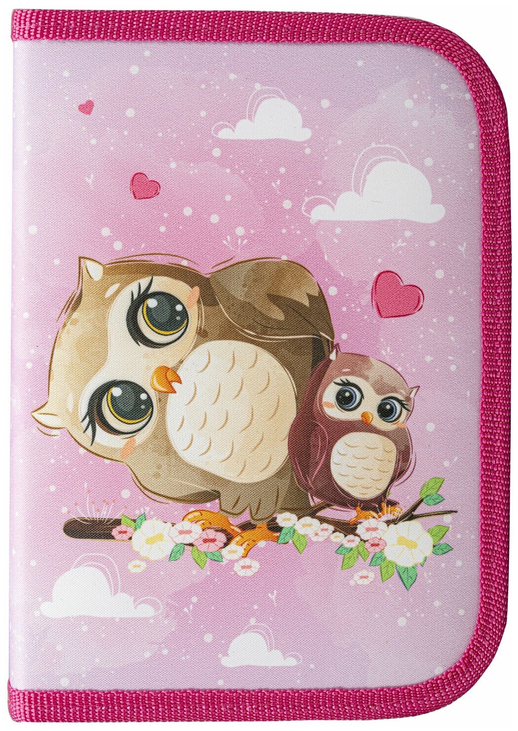 Пенал Пифагор, 1 отделение, полиэстер, 19х13 см, Cute owls, 271011