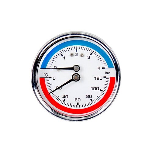 Манометр с термометром ST XF90346 (до 4 бар/120 °C) 1/4' горизонтальный