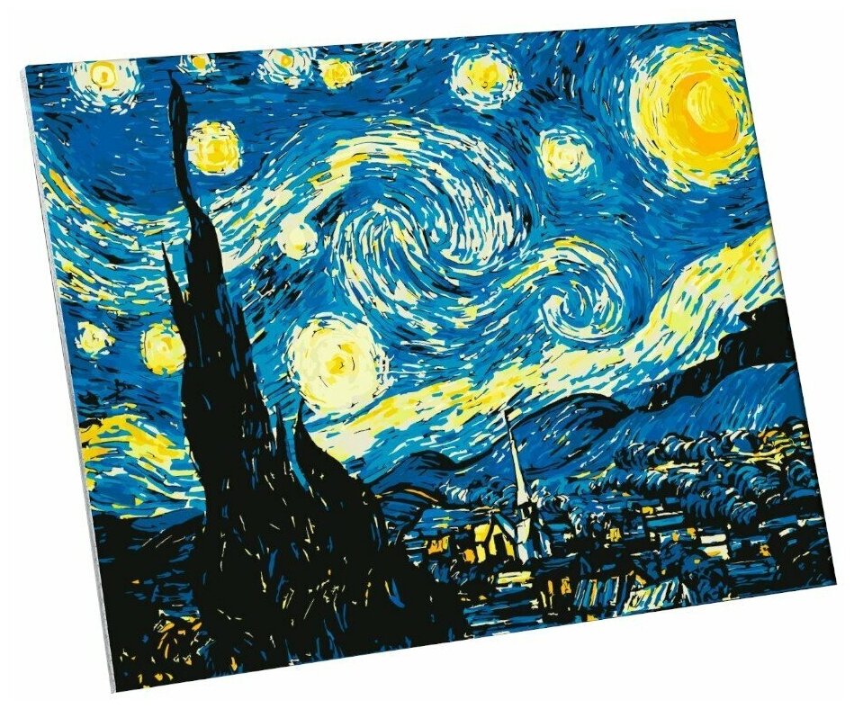 Картина по номерам на холсте с подрамником «Звёздная ночь» Винсент ван Гог Школа талантов - фото №8