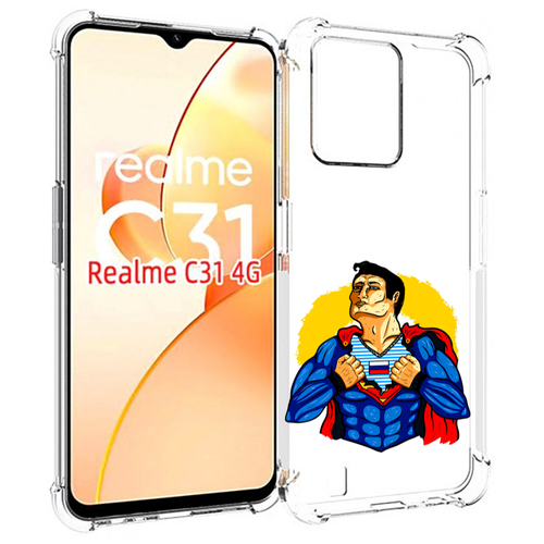 Чехол MyPads русский супермен для OPPO Realme C31 задняя-панель-накладка-бампер