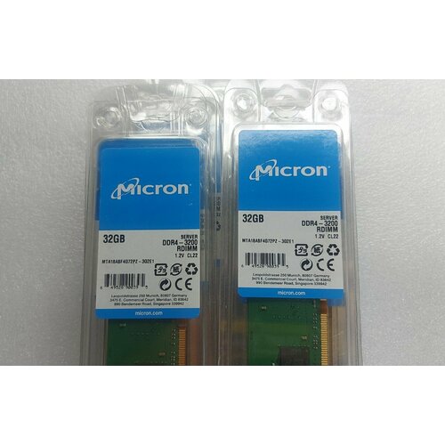 Модуль оперативной памяти MICRON 32GB PC4-3200AA REG 1Rx4 (MODEL: MTA18ASF4G72PZ-3G2), New Box [alt466] оперативная память r dimm 64 гб ddr4 3200 мгц micron mta36asf8g72pz 3g2e1 pc4 25600 ecc