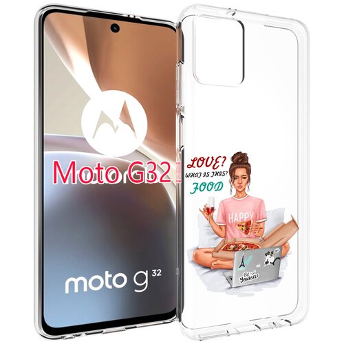 Чехол MyPads девушка-с-ноутбуком женский для Motorola Moto G32 задняя-панель-накладка-бампер