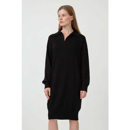 Платье-поло Baon, повседневное, оверсайз, вязаное, размер 42, черный