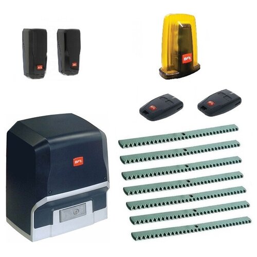 фото Автоматика для откатных ворот bft ares bt a 1000-kit7, комплект: привод, фотоэлементы, лампа, 2 пульта, 7 реек