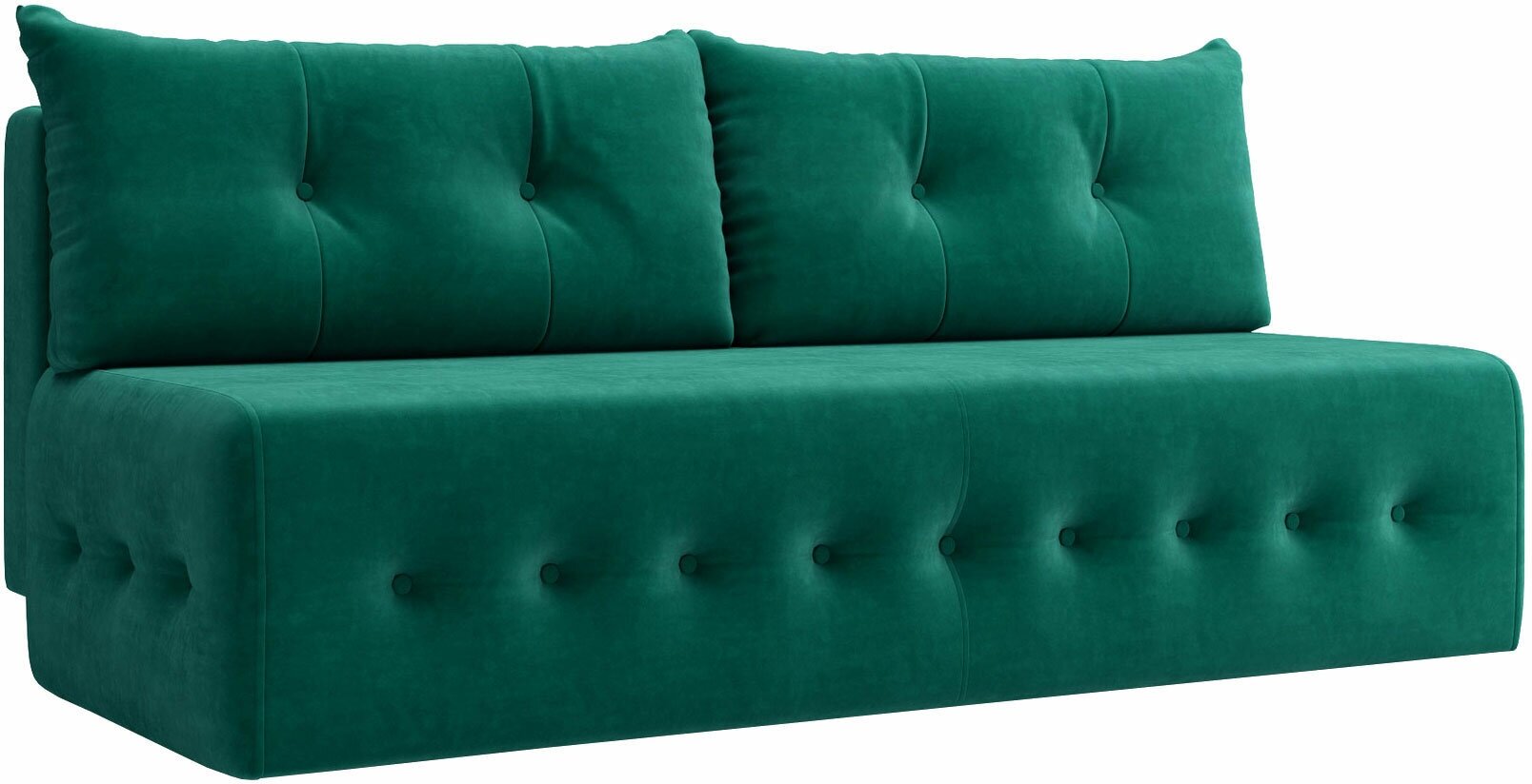 Прямой диван Первый Мебельный Хант Зеленый, велюр - фотография № 1