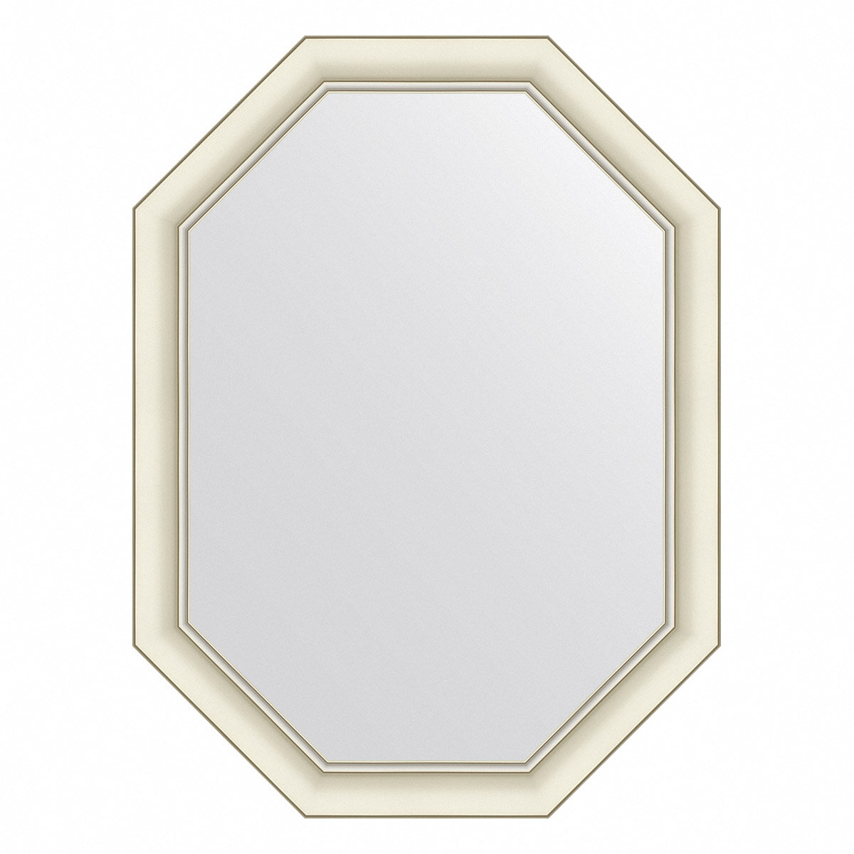 Зеркало настенное Octagon EVOFORM в багетной раме белый с серебром, 61х81 см, для гостиной, прихожей, кабинета, спальни и ванной комнаты, BY 7435