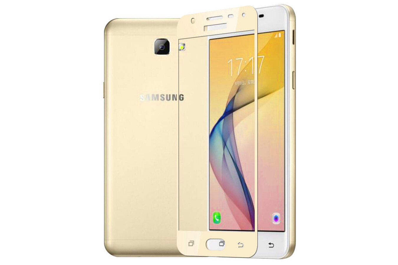 Защитное стекло 3D Glass Pro для Samsung Galaxy J2 Prime /SM-G532F/ полный клей (золотая рамка)