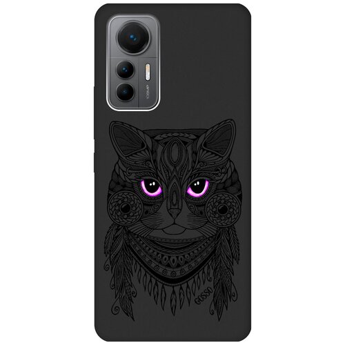 Матовый Soft Touch силиконовый чехол на Xiaomi 12 Lite, Сяоми 12 Лайт с 3D принтом Grand Cat черный матовый soft touch силиконовый чехол на xiaomi 12 lite сяоми 12 лайт с 3d принтом stormtrooper stickers черный