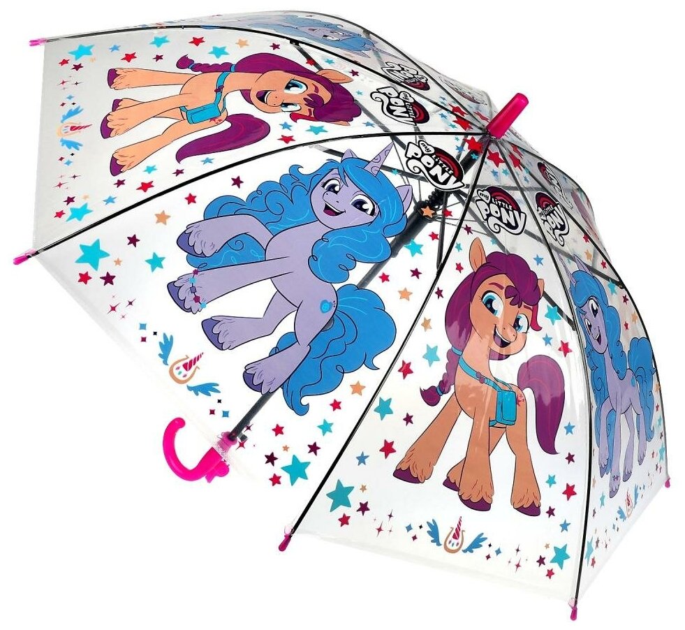Зонт детский Играем вместе "Мой маленький пони" прозрачный, полуавтомат, 50 см (UM50T-MLP)