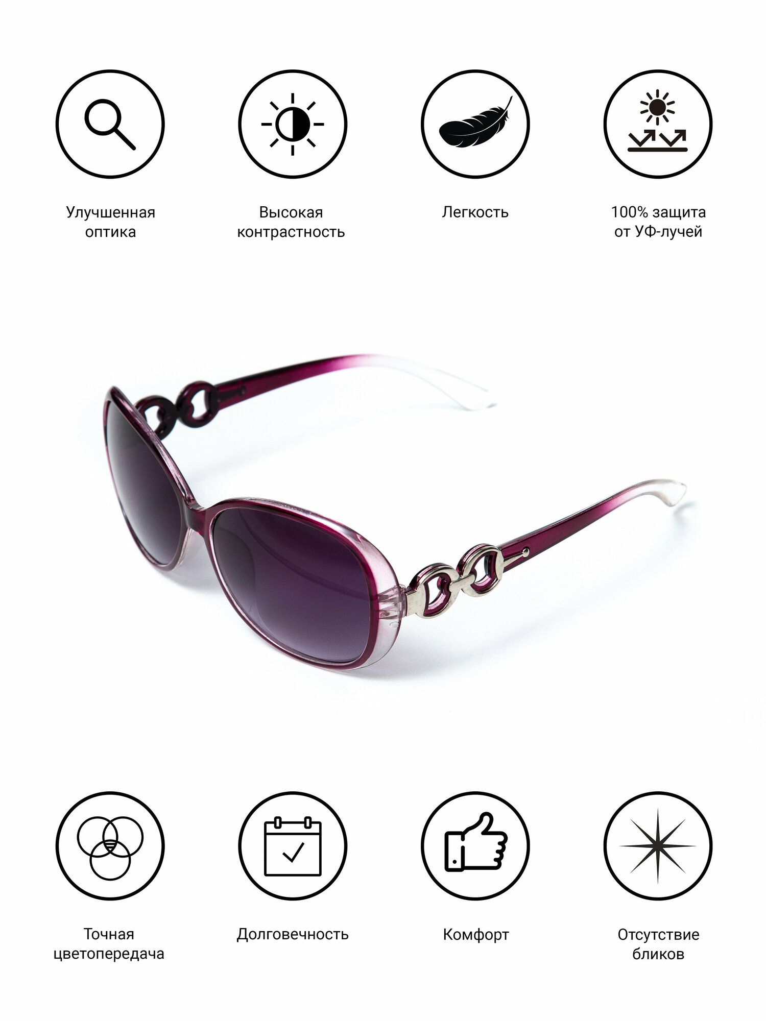 Солнцезащитные очки женские / Оправа кошачий глаз / Стильные очки / Ультрафиолетовый фильтр / Защита UV400 /Модный аксессуар