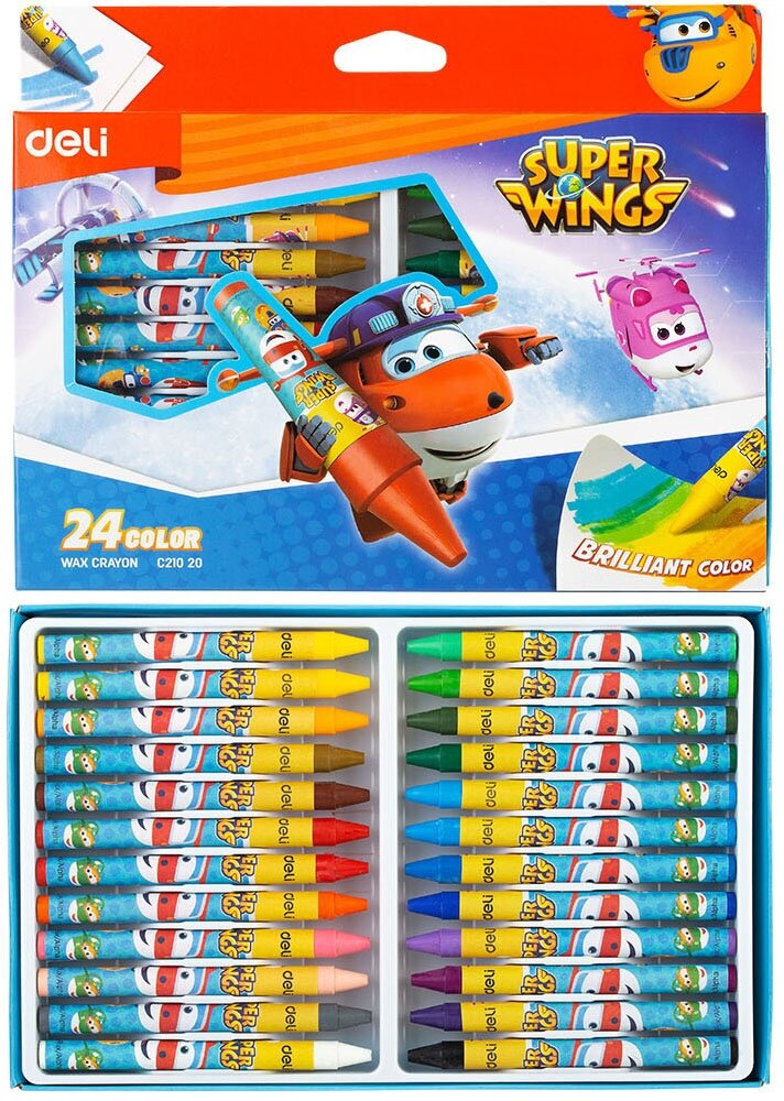 Восковые мелки Deli EC21020 Super Wings 24цв. картон. кор./европод