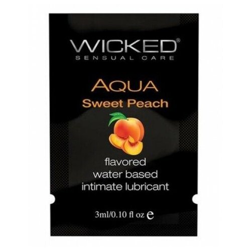 Купить Лубрикант с ароматом спелого персика Wicked Aqua Sweet Peach - 3 мл., Интимные смазки
