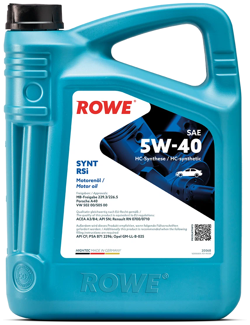 Синтетическое моторное масло ROWE Hightec Synt RSi SAE 5W-40, 4 л, 4 л