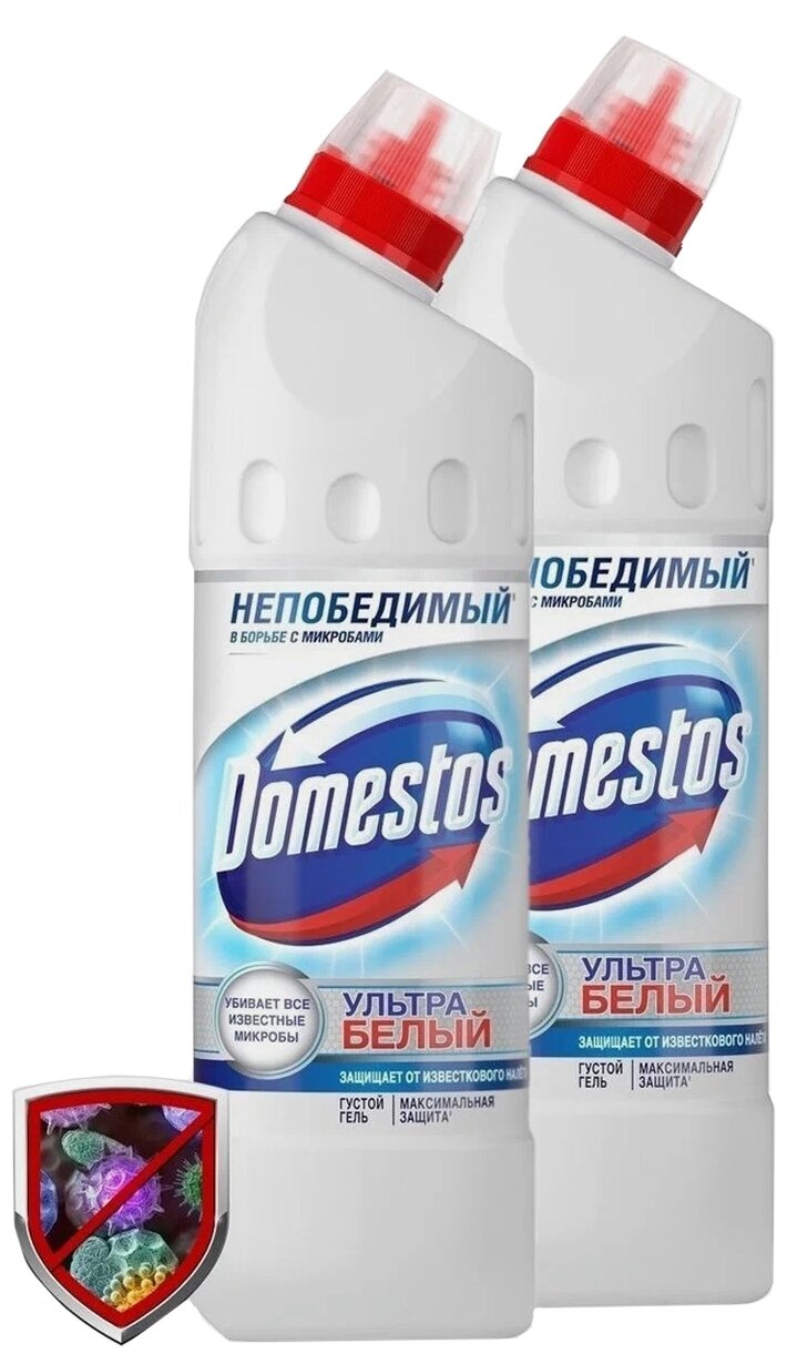 Средство для туалета Domestos "Ультра белый", гель, 1л - 2 шт.