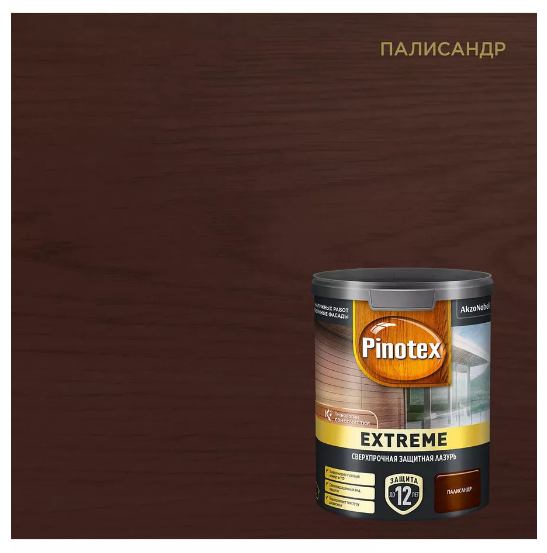Лазурь для дерева Pinotex Extreme полуматовая палисандр 0.9 л - фото №2