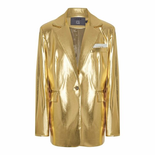 Пиджак LCKN, средней длины, силуэт прямой, размер XS/S, золотой