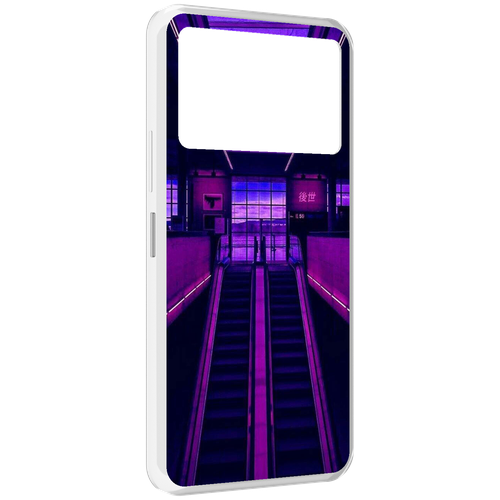 Чехол MyPads фиолетовый эскалатор для Infinix NOTE 12 VIP (X672) задняя-панель-накладка-бампер