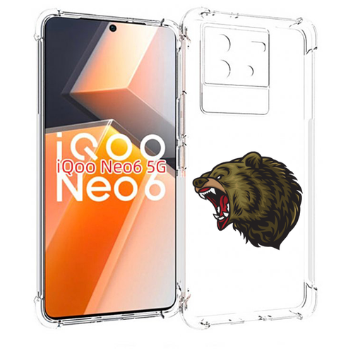 Чехол MyPads Голова-медведь для Vivo iQoo Neo 6 5G задняя-панель-накладка-бампер