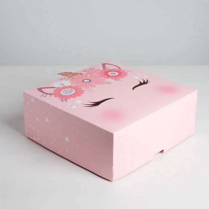 Дарите Счастье Коробка подарочная складная, упаковка, «Единорожка», 25 х 25 х 10 см