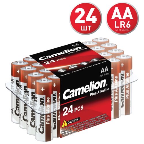 Батарейка Camelion Plus Alkaline AA, в упаковке: 24 шт. батарейки алкалиновые щелочные camelion alkaline plus 14133 lr6 аа 1 5в 2700 мач упаковка 8шт