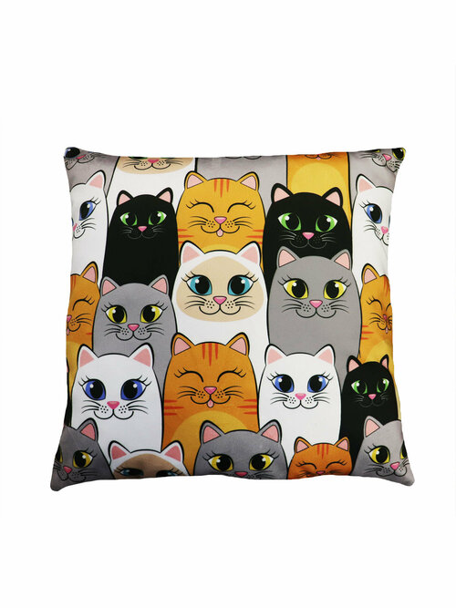 Подушка декоративная на диван веселые коты 40х40 см вид 8