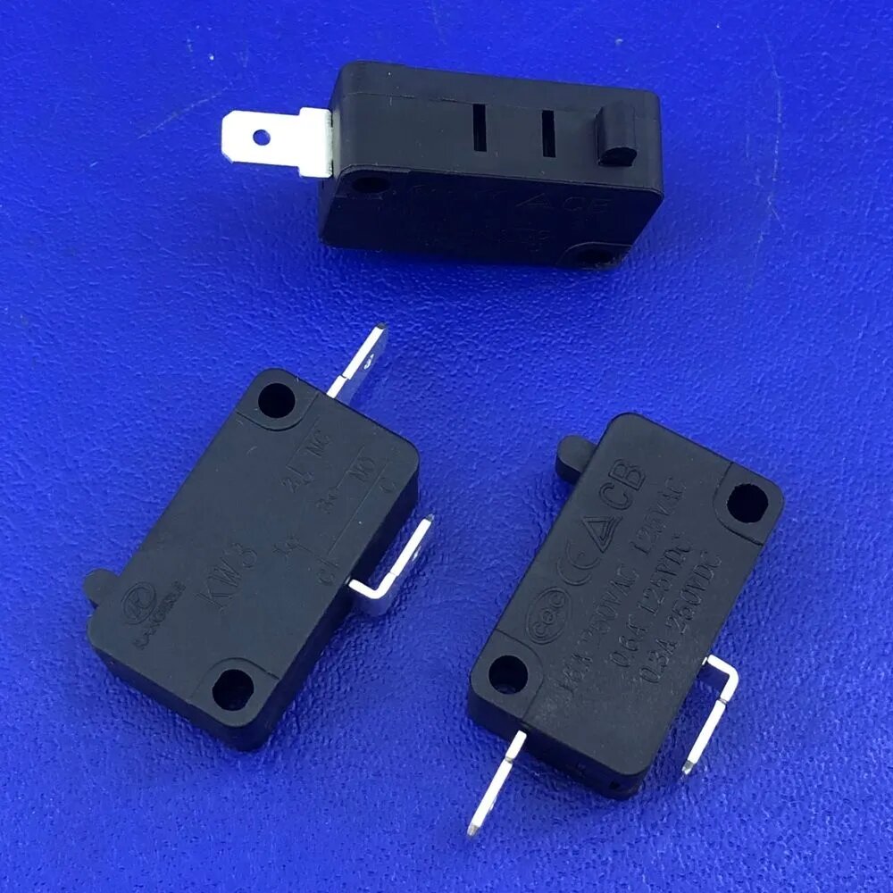3 штуки Концевой выключатель MWO микропереключатель 2pin NC для СВЧ печей 28х16х10мм KW3A - фотография № 1