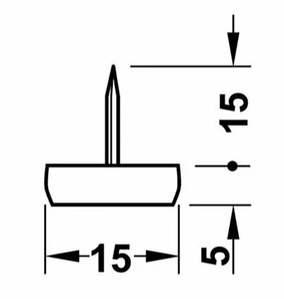 Подпятник мебельный с гвоздиком d15мм Черный (комплект 20 шт) - фотография № 2