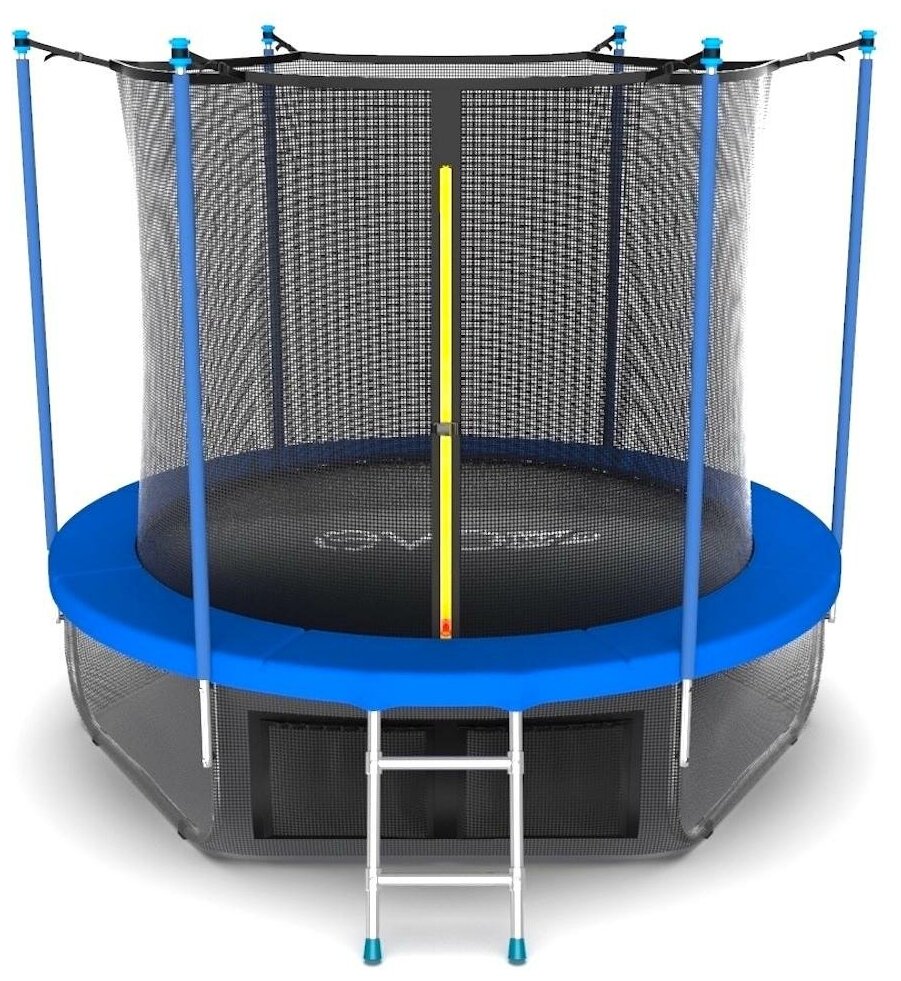 EVO JUMP Internal 10ft (Sky). Батут с внутренней сеткой и лестницей, диаметр 10ft (синий) + нижняя сеть