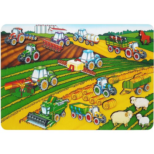 фото Рамка-вкладыш нескучные игры сельхозтехника, 8572, 16 дет., 37х24.5х1 см, разноцветный