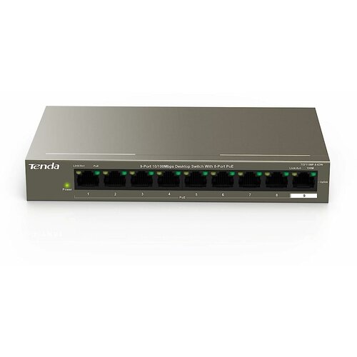 Коммутатор TENDA 9PORT TEG1110PF-8-102W коммутатор tenda 9port 10 100m poe