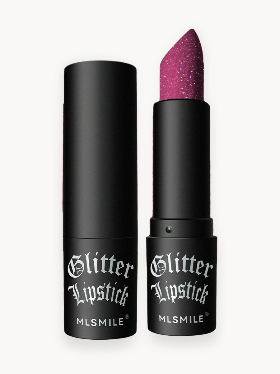 Помада для губ с блестками MLSMILE ярко-розовая матовая текстура с блестками