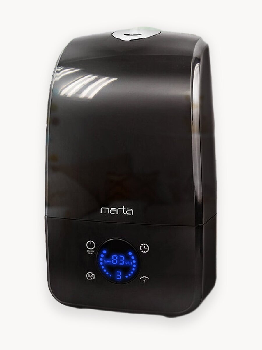 Увлажнитель воздуха ультразвуковой MARTA MT-2382 антивирусная УФ - лампа функция теплый пар черный жемчуг