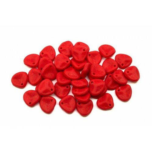 Бусины Rose Petal beads 8мм, отверстие 0,5мм, цвет 93200/84100 красный непрозрачный матовый, 734-008, около 10г (около 50шт)