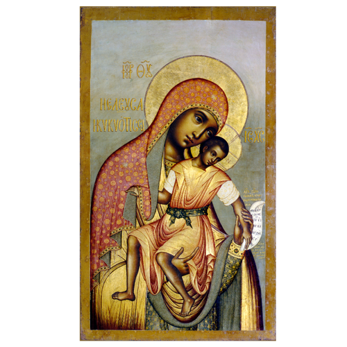 Елеуса (Милостивая) Киккская икона Божией Матери деревянная на левкасе 26 см икона божией матери киккская киккотисса милостивая елеуса на холсте