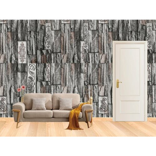 Панель стеновая самоклеящаяся 3D Темно-серый камень. 10 шт.