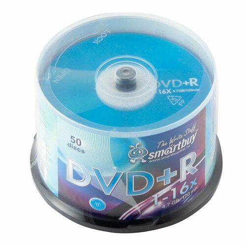 Лазер диск SmartBuy DVD+R 4.7 Gb 16x Cake box 50 шт.