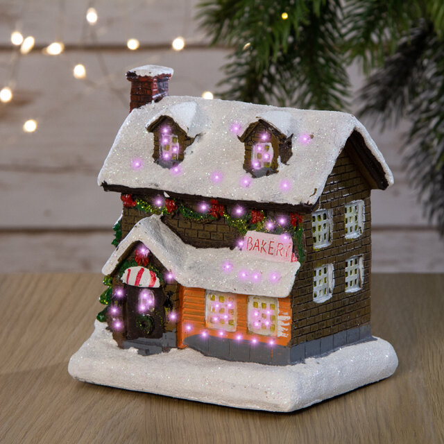 фото Kaemingk Светящаяся композиция Marley Town: Пекарня, 12 см, на батарейках 481084