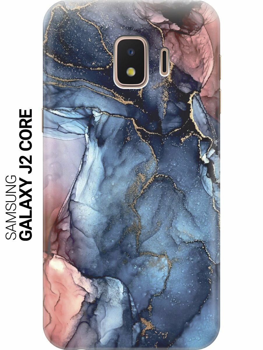 Силиконовый чехол на Samsung Galaxy J2 Core / Самсунг Джей 2 Кор с принтом "Сине-розовый мрамор"