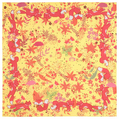 фото Платок павловопосадская платочная мануфактура,80х80 см, оранжевый, желтый