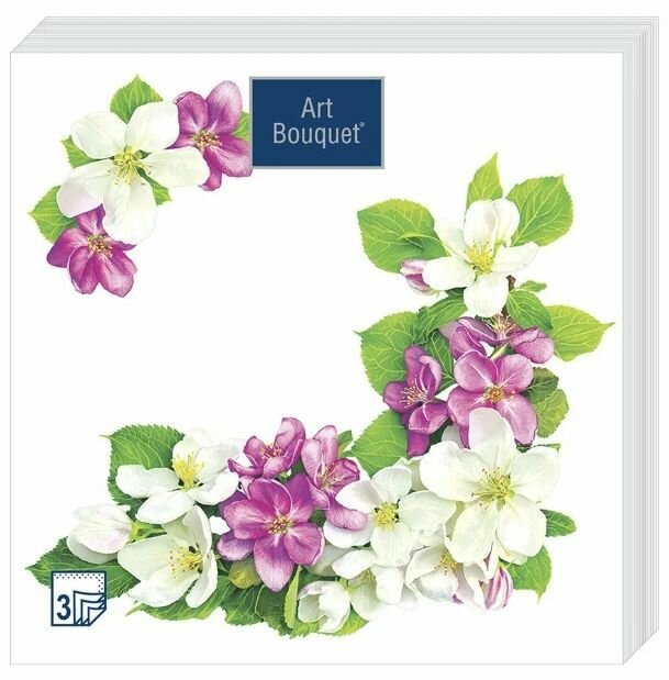 Bouquet Art Салфетки Яблоневый цветок, 3 слоя, 33 х 33 см, 20 шт