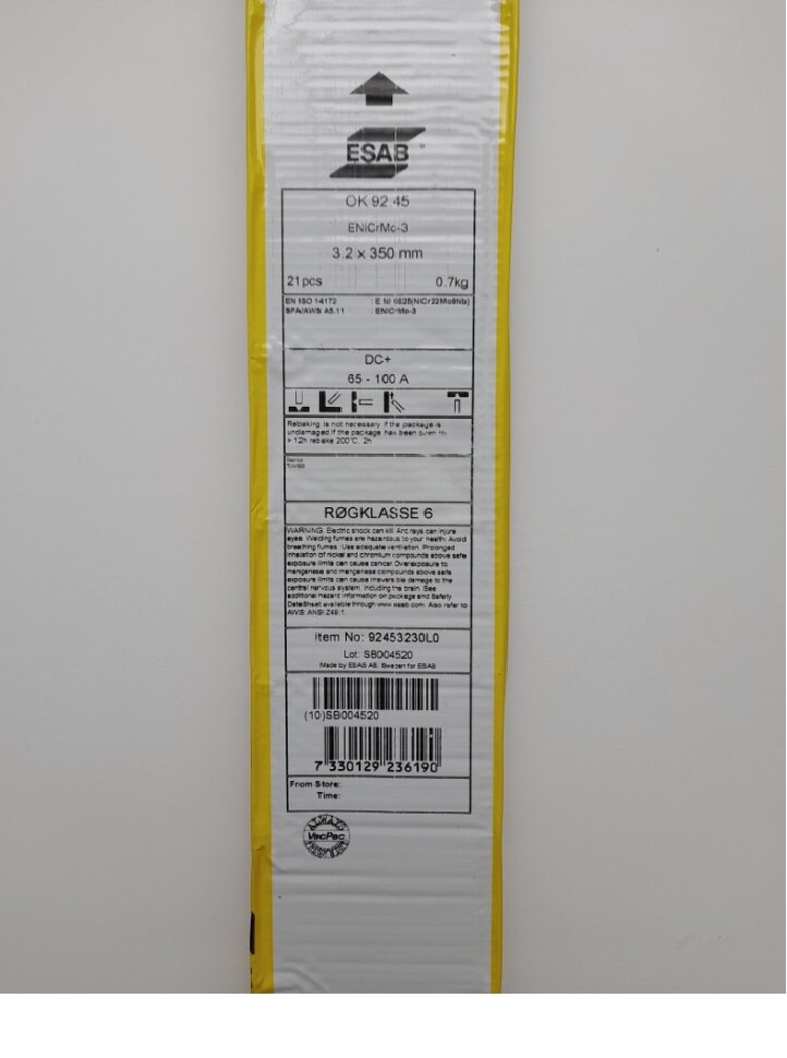 Электроды по чугуну ESAB OK NiCrMo-3, d 3.2x350 мм упак. 0,7 кг (Старое название OK 92.45)