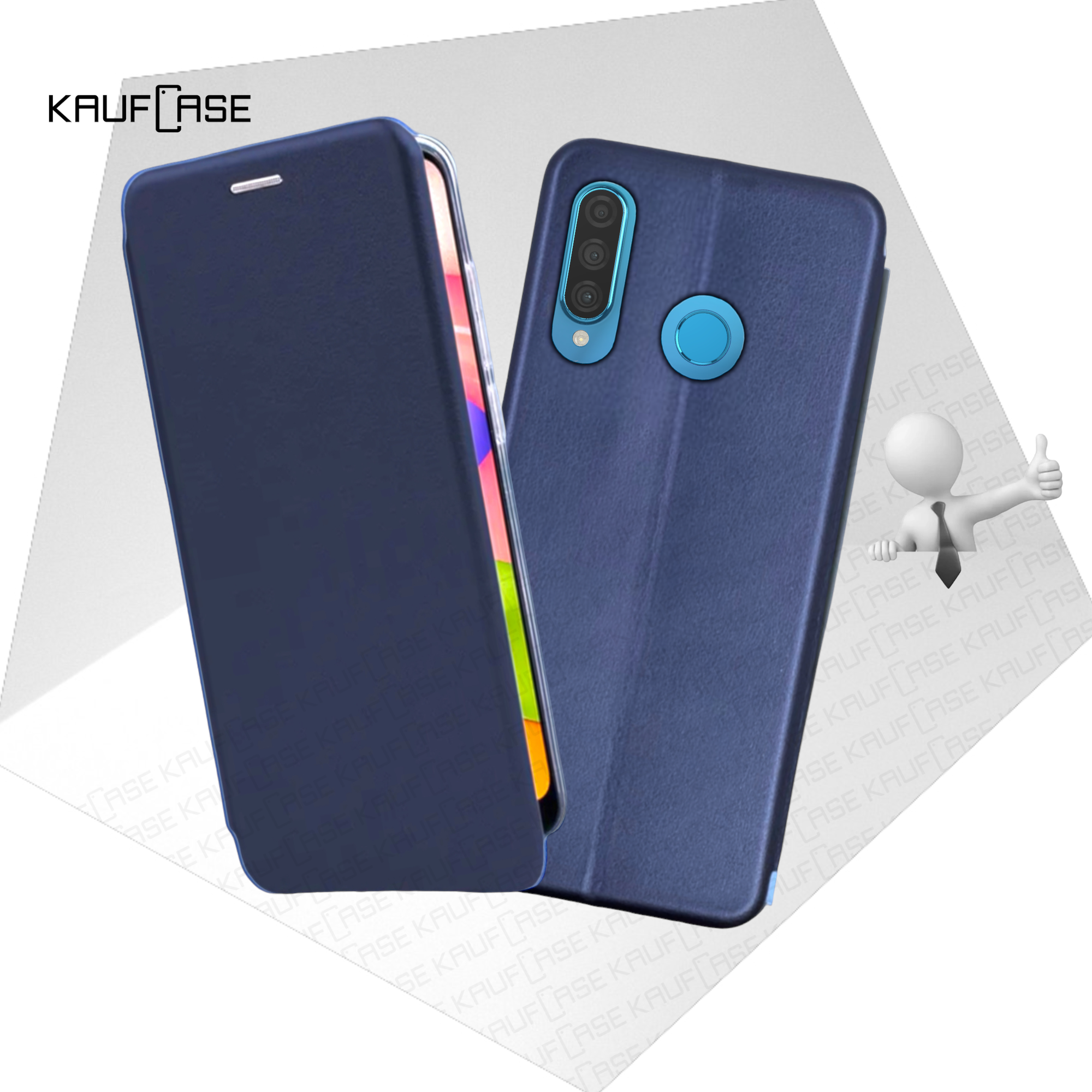 Чехол книжка для телефона Huawei Honor 20S /20 Lite /P30 Lite (6.15"), темно-синий. Текстура под кожу