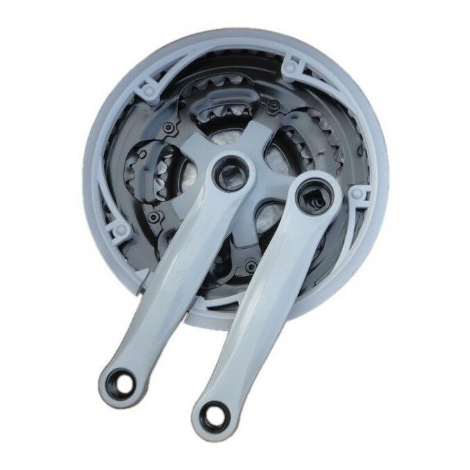 фото Система шатунов LIDE, сталь+пластик, 3x7/8ск, 152мм, SQR 3U, 48/38/28T, с защитой, светло-серый