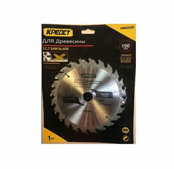 Диск пильный 190 х 20 х 30 х 24 T мм Креост — фото 1