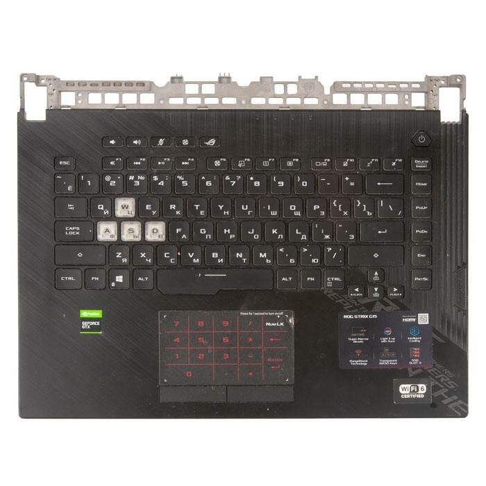 Клавиатура с топкейсом для ноутбука Asus ROG STRIX G15 G512LI(13NB01N3AP0101,13N1-8PA0F01) с подсветкой, с тачпадом, чёрный ()