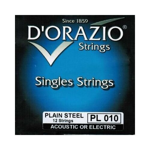 Струна первая D'ORAZIO PL010 (Пр-во Италия) для акустической или электрогитары , стальная, гладкая.