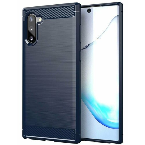 Накладка силиконовая для Samsung Galaxy Note 10 N970 карбон и сталь синяя