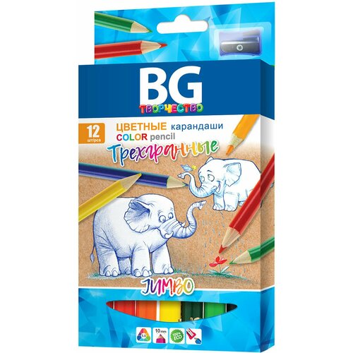Карандаши цветные трехгранные толстые JUMBO 12 цветов KR12C_t 4644 500₽