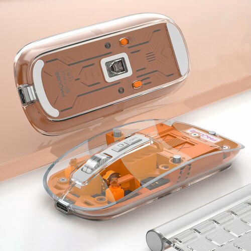 Прозрачная офисная беспроводная мышь Fmouse M133 радиоканалBluetooth прозрачный оранжевый 132400₽