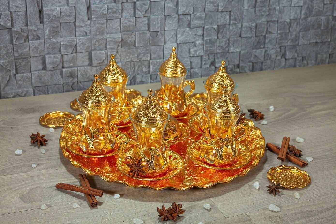 Набор армуд подарочный золото с подносом — фото 1